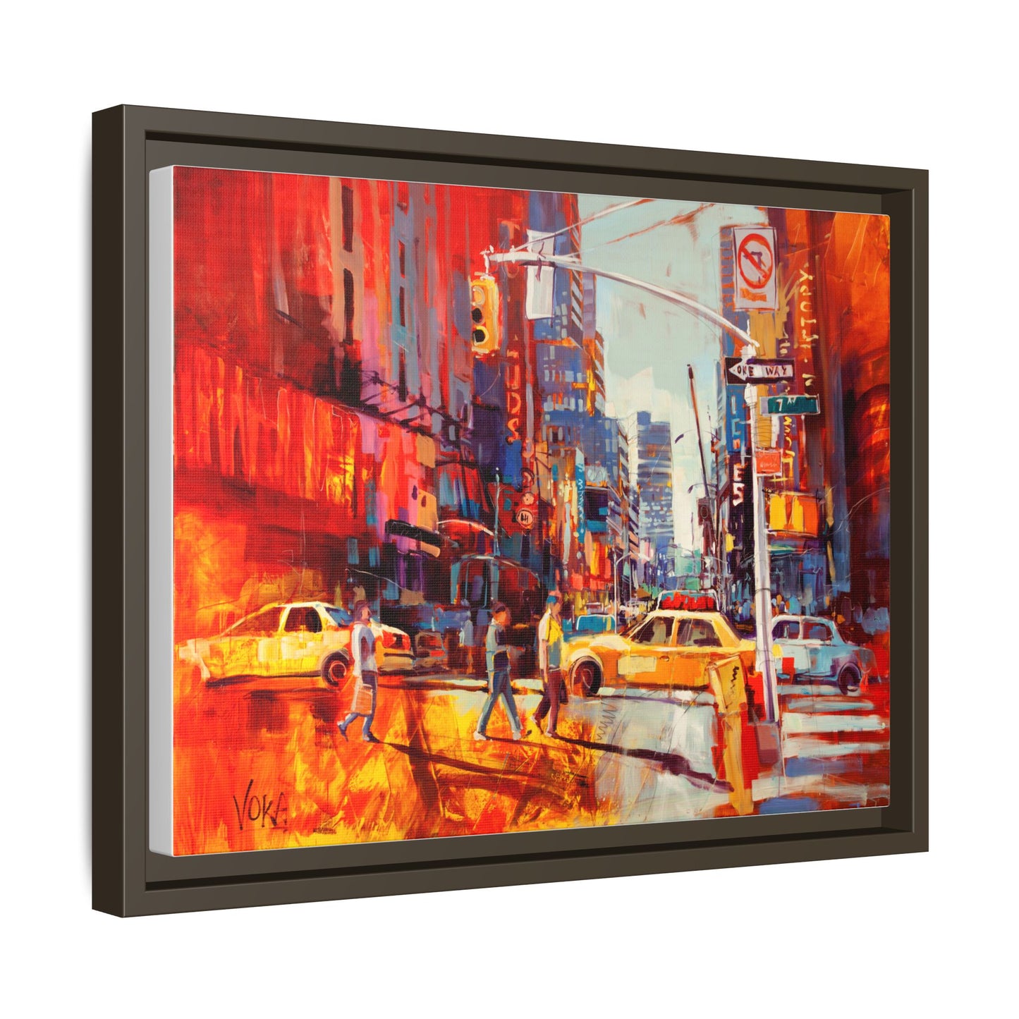 New York 7th AV attributed to Voke Framed Matte Canvas – Art Print