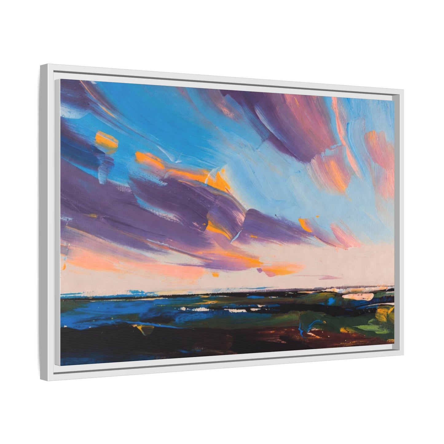 Framed Matte Canvas Abstract Seascape Sunset Art Print