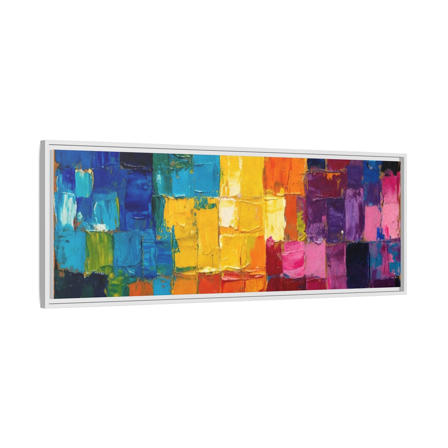 Abstract Rainbow Mosaic Framed Canvas Print — Colorful Modern Wall Art