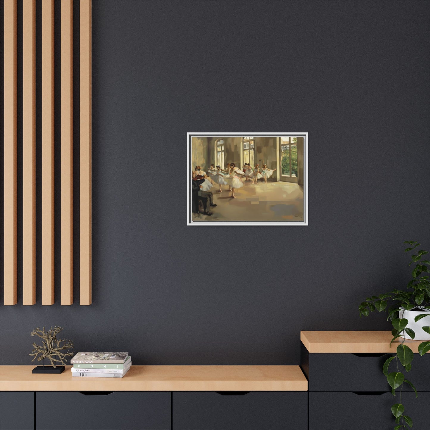 Framed Matte Canvas Print — Ballet Class Scene (Impressionist Dancers)