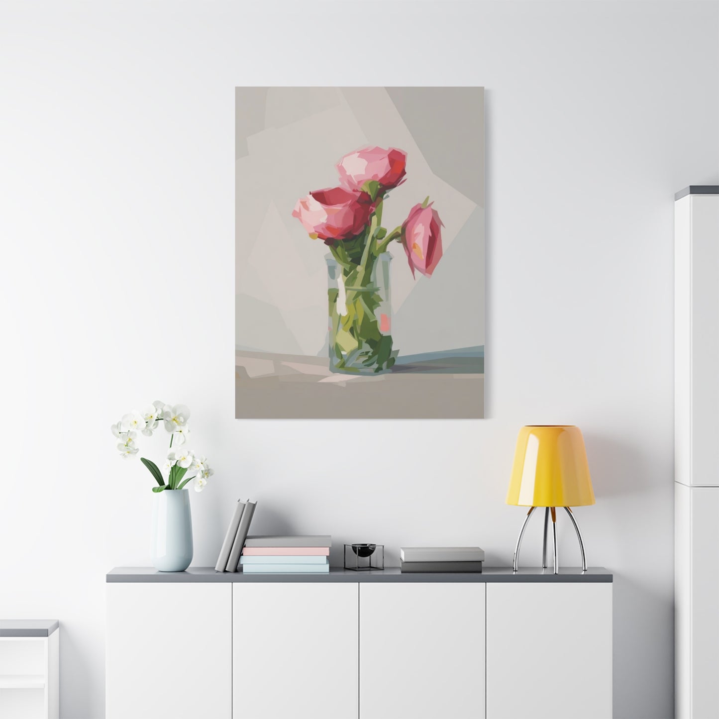 Pink Floral Vase Canvas Print — Stretched Matte Wall Art