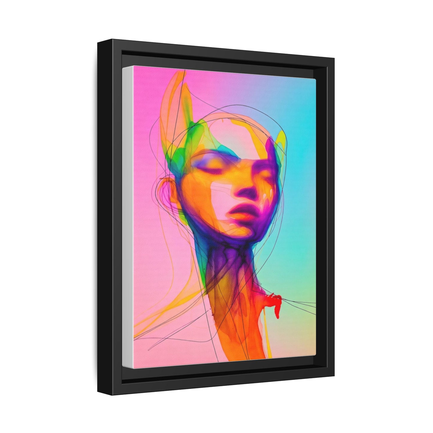 Framed Matte Canvas Art — Vibrant Abstract Portrait Wall Print