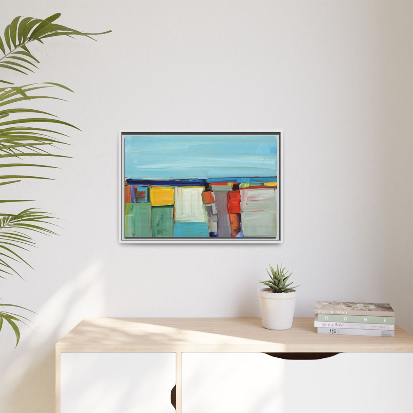 Abstract Coastal Blocks Matte Canvas Print (Framed)