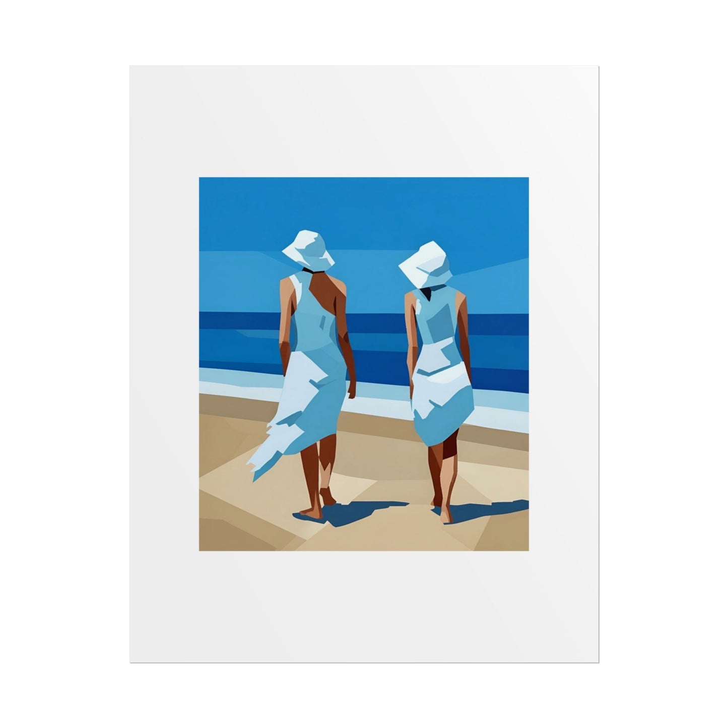 Beach Stroll Art Poster — Minimalist Coastal Print (Rolled Poster)