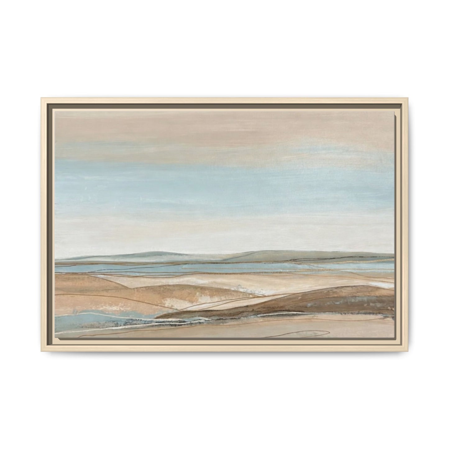 Framed Abstract Landscape Matte Canvas — Serene Coastal Horizon Wall Art