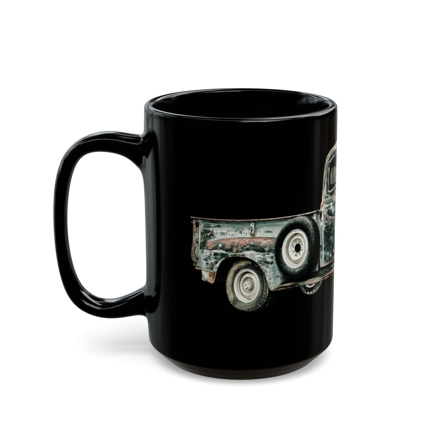 Vintage Rusty Truck Black Coffee Mug — Retro Classic Pickup Gift