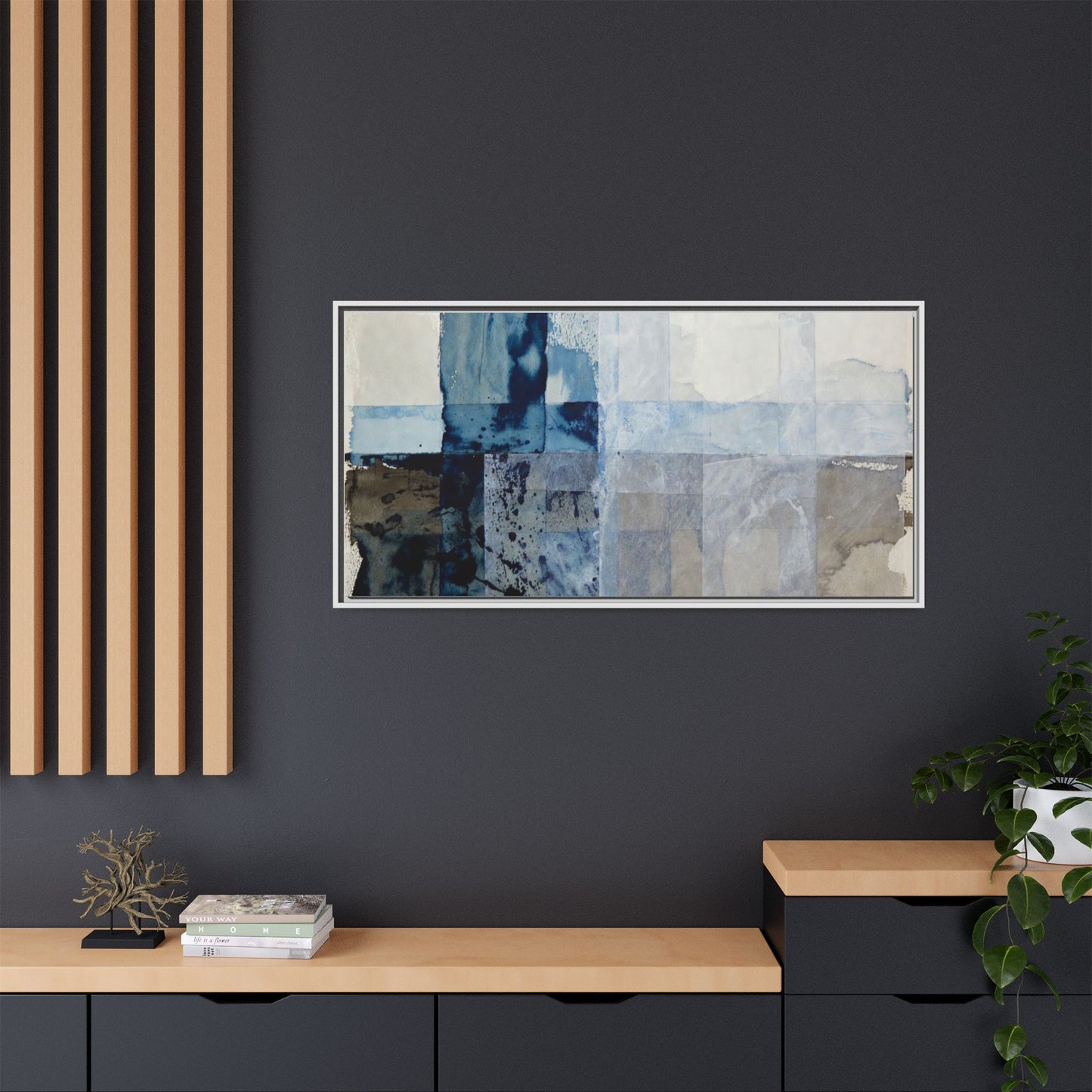 Abstract Coastal Blue Framed Canvas Art