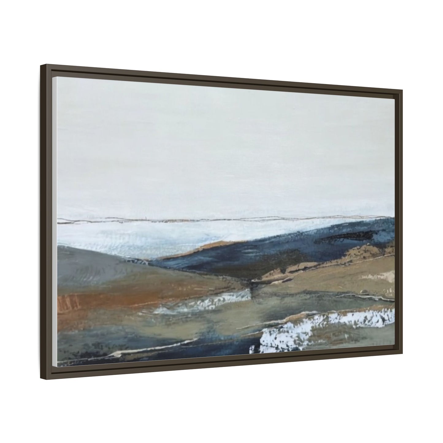 Framed Matte Canvas Wall Art — Serene Coastal Abstract Landscape