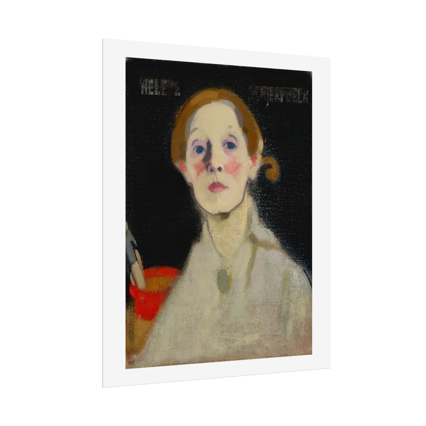 Self-Portrait Black Background by Helene Schjerfbeck Wall Art Print