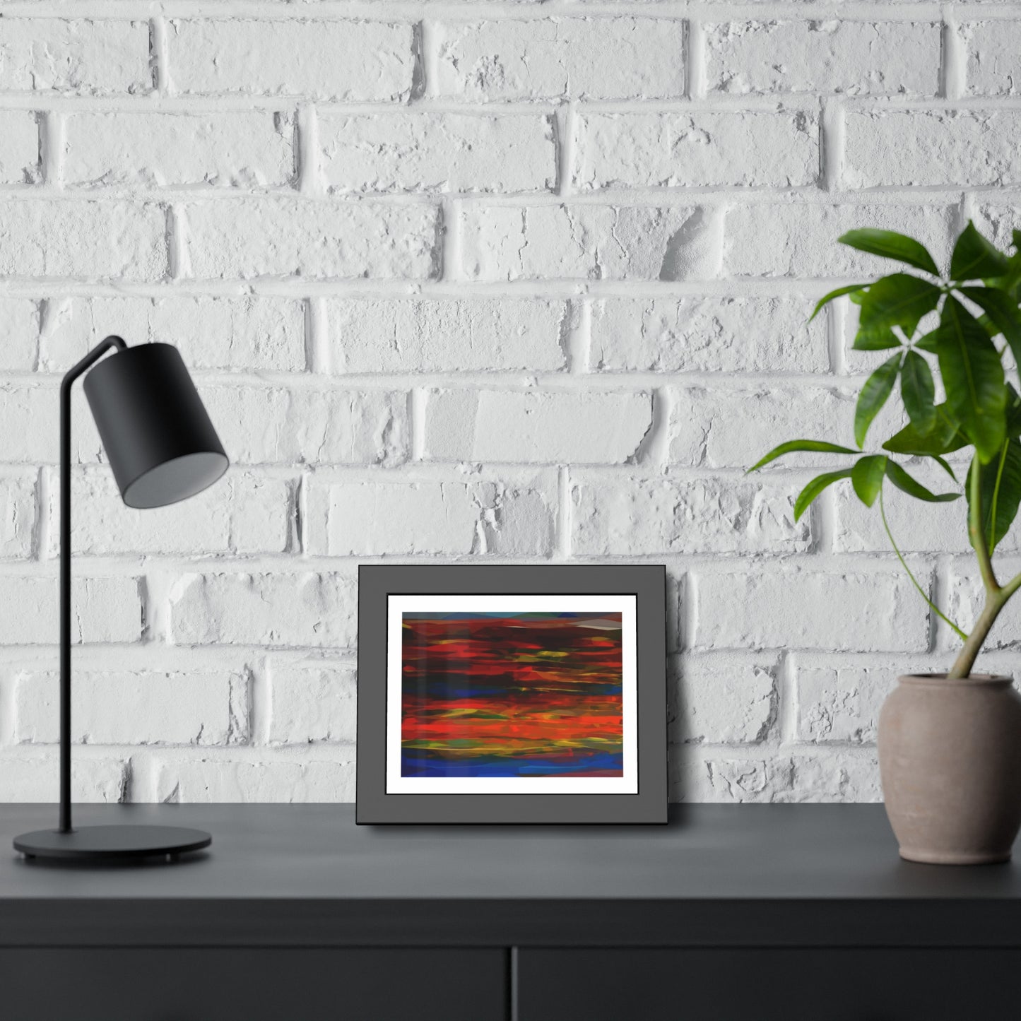 Abstract Sunset Framed Poster — Colorful Modern Wall Art