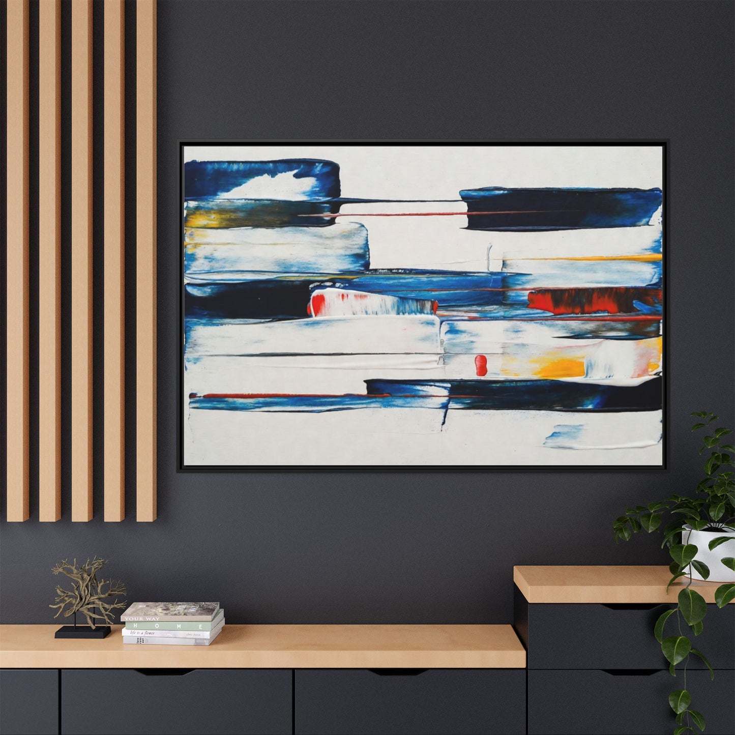 Abstract Coastal Brushstrokes Framed Canvas Print