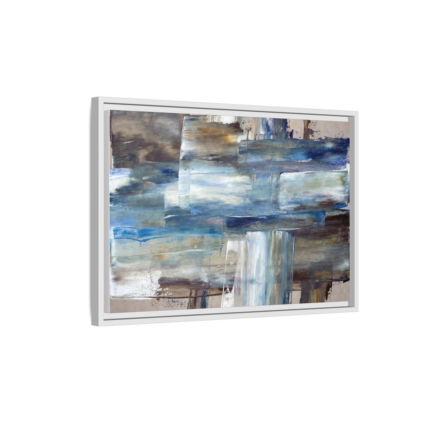 Abstract Blue Coastal Matte Canvas Framed Wall Art