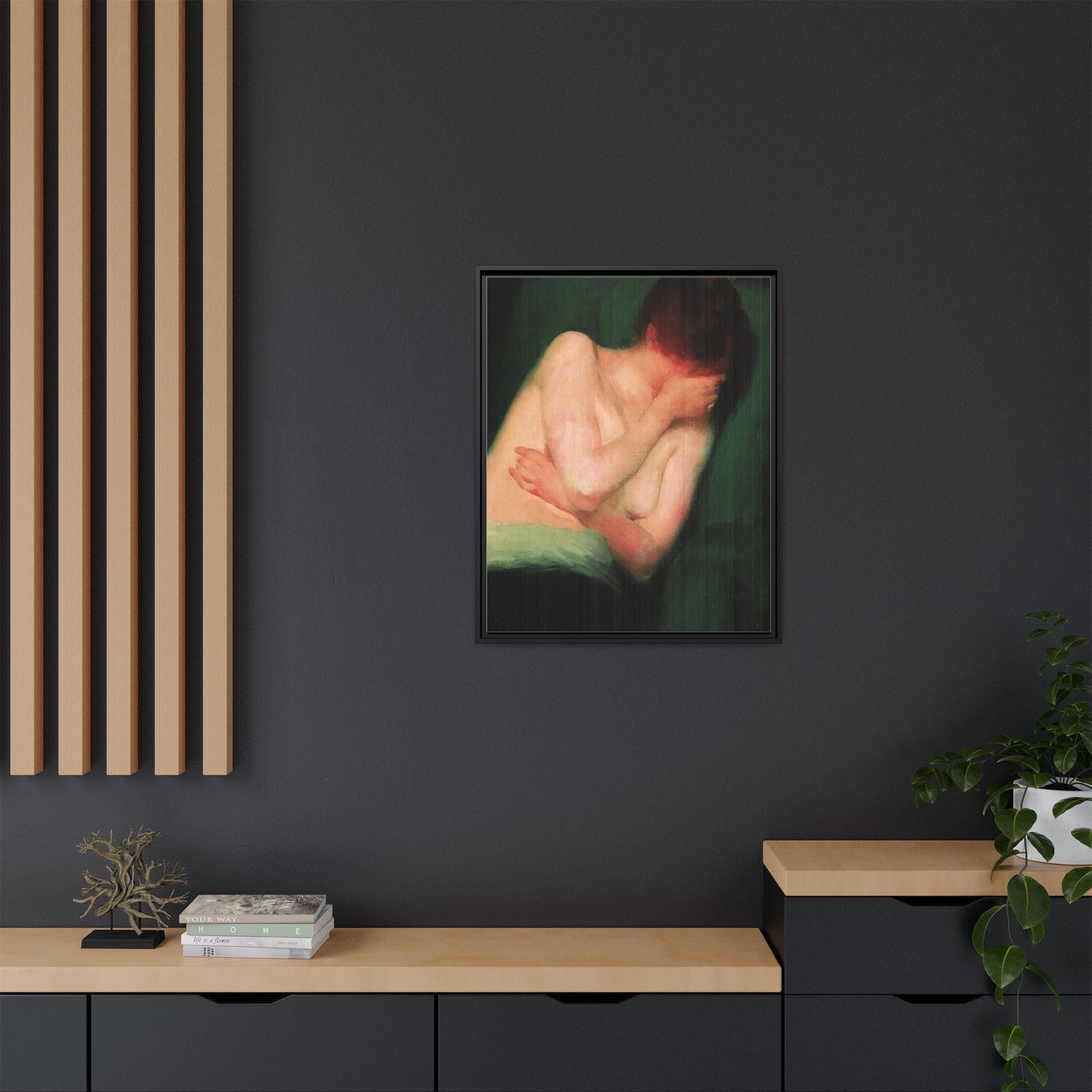 Female Nude by János Vaszary Framed Matte Canvas Wall Art Print