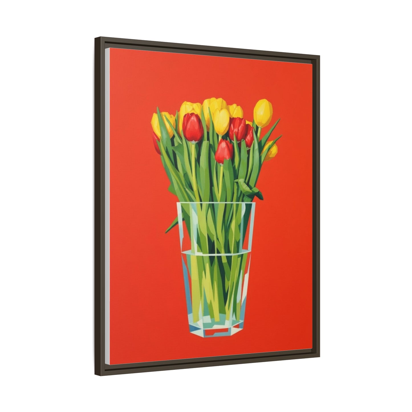 Framed Tulip Bouquet Matte Canvas Art — Vibrant Red Floral Wall Print