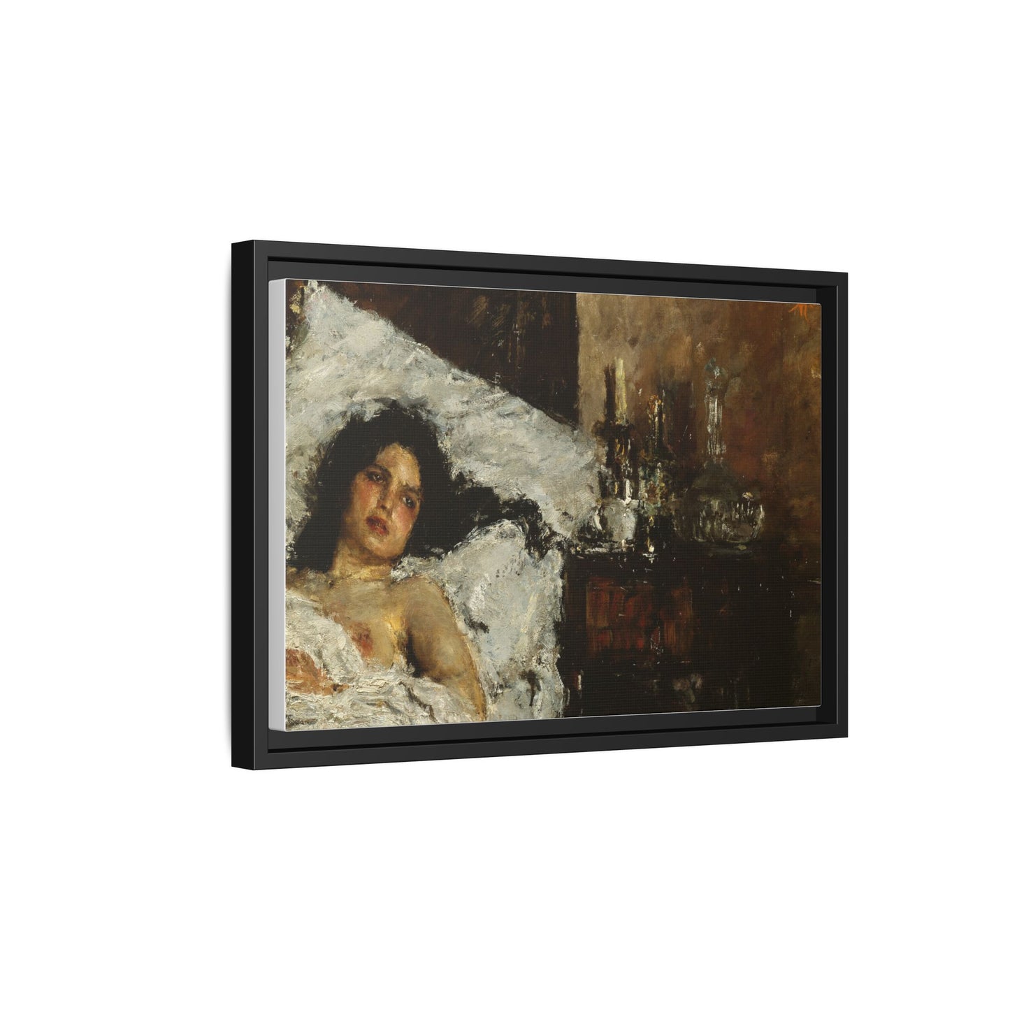 Resting by Antonio Mancini Framed Matte Canvas Wall Art Print