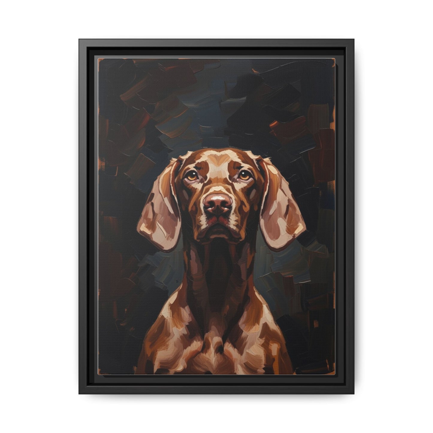 Framed Matte Canvas Dog Portrait – Brown Vizsla Wall Art