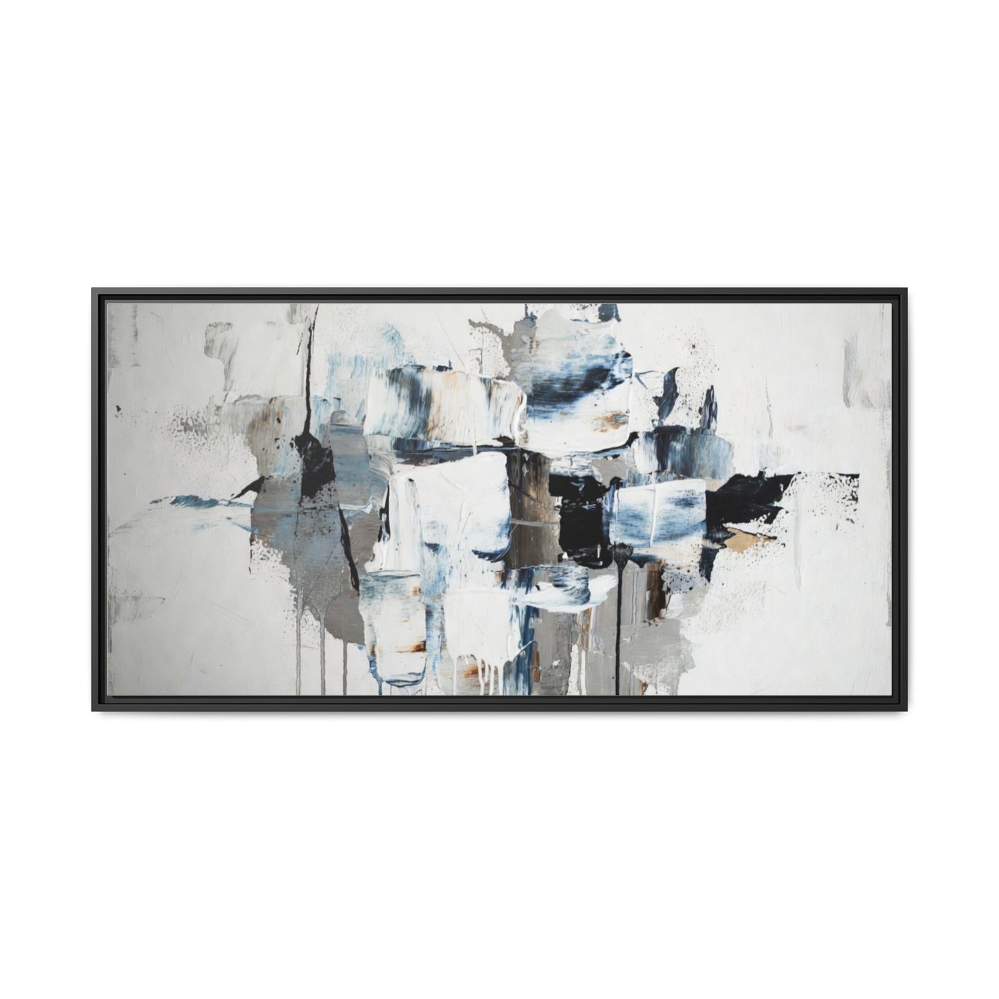 Framed Abstract Canvas Art — Blue Neutral Modern Wall Print