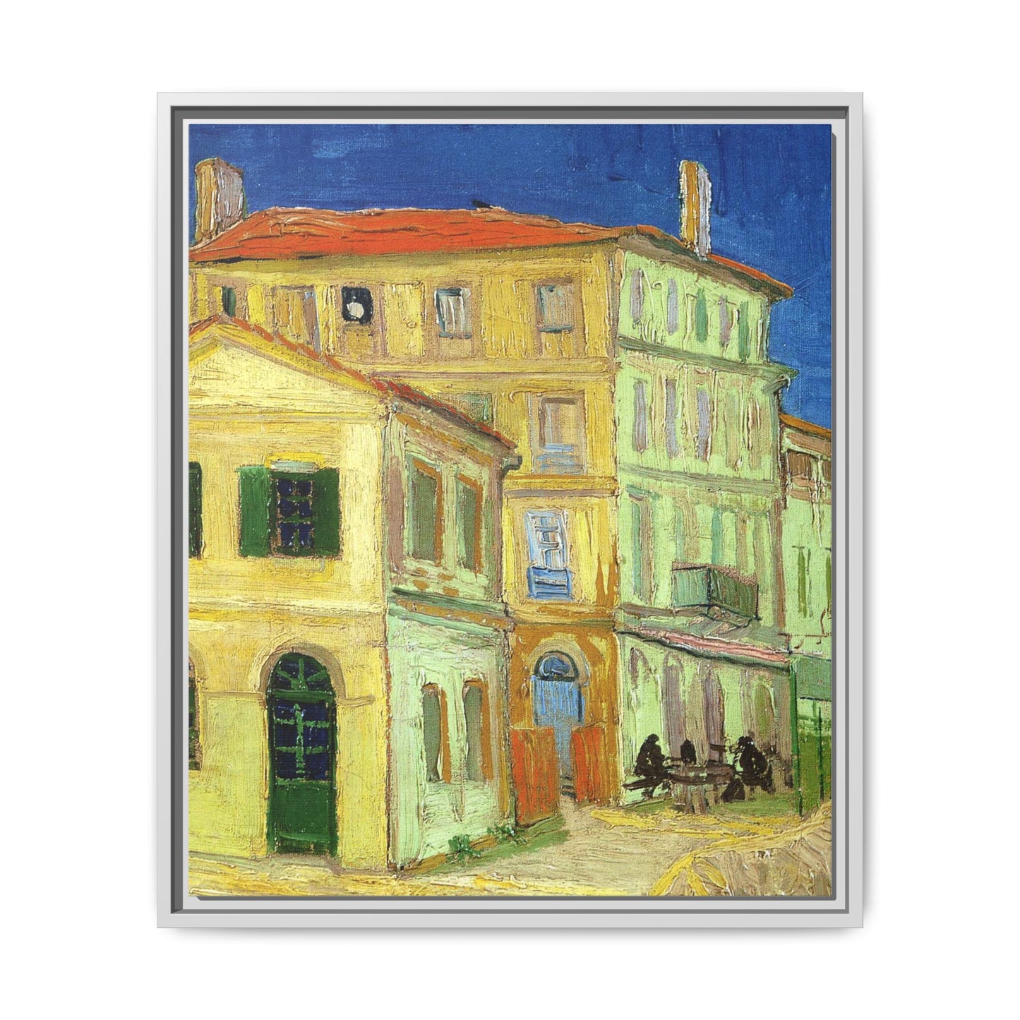 Mediterranean Street Scene Matte Canvas Framed Wall Art