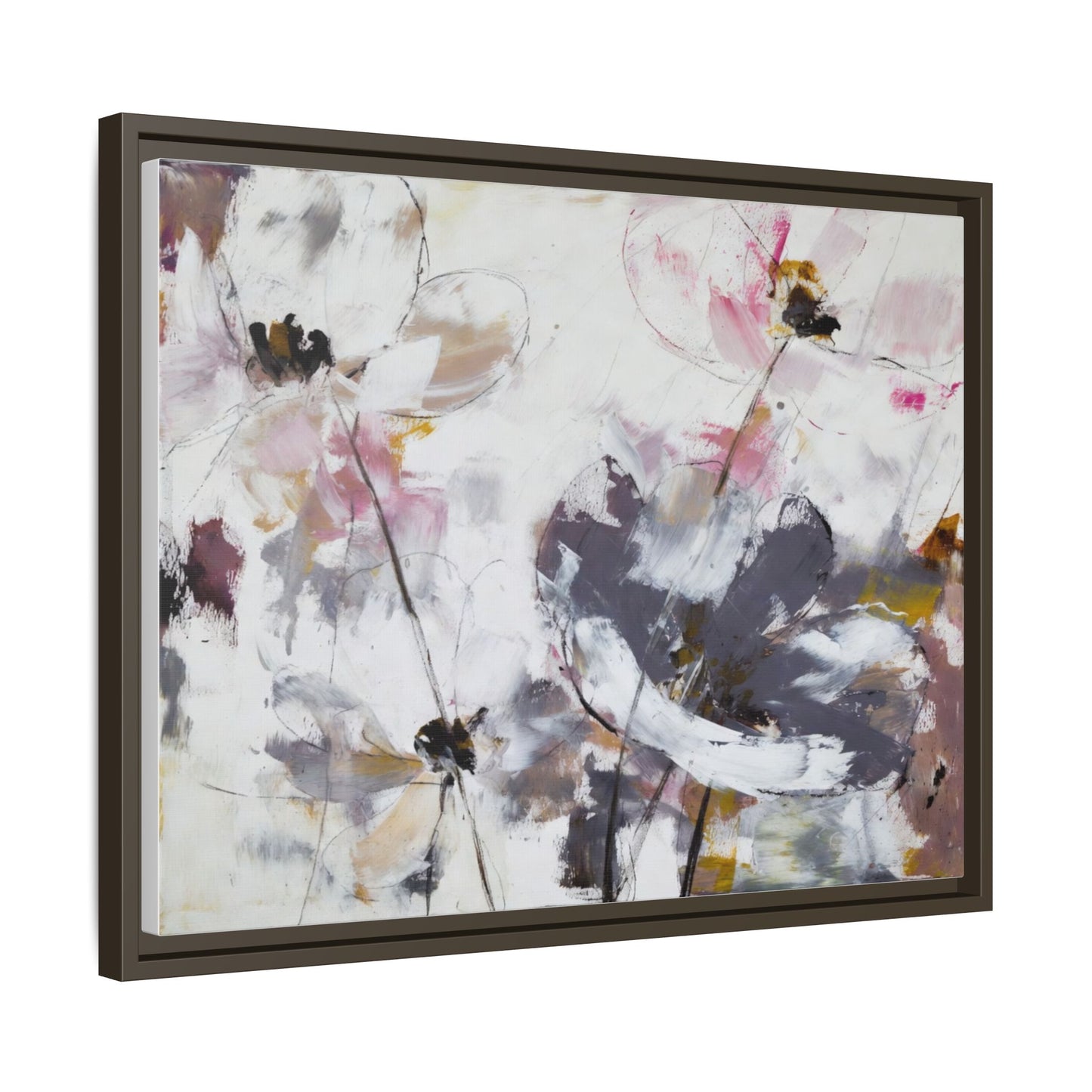 Abstract Floral Matte Canvas Framed Wall Art — Soft Watercolor Blooms