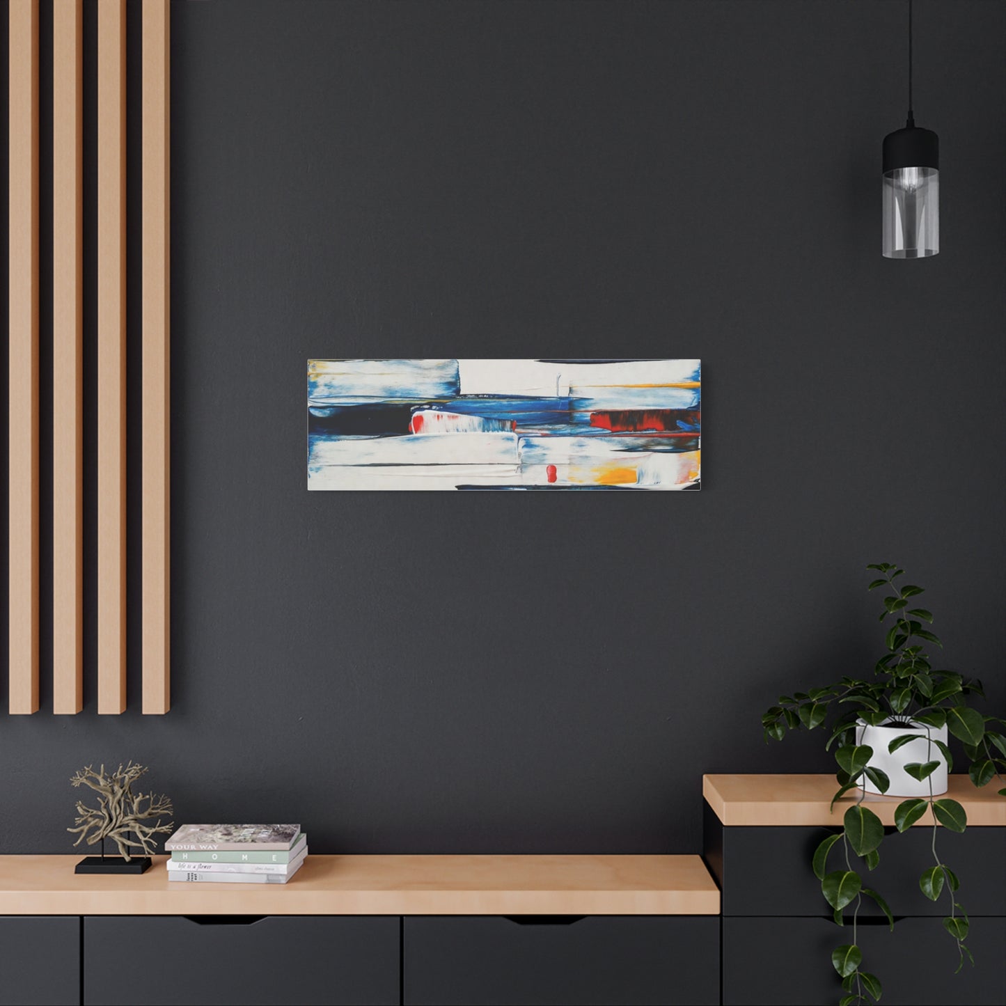 Abstract Blue Brushstroke Canvas Wall Art — Modern Stretched Matte Canvas