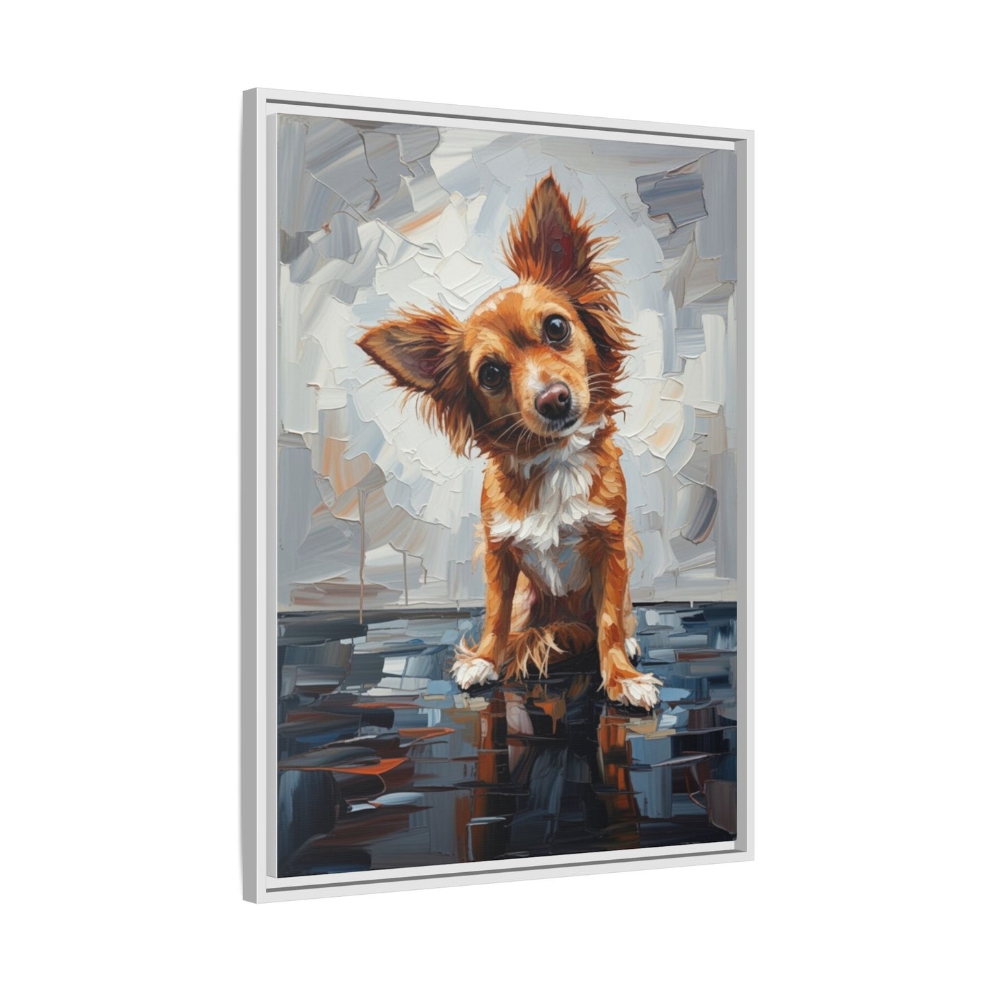 Framed Matte Canvas Print — Playful Brown Dog Portrait