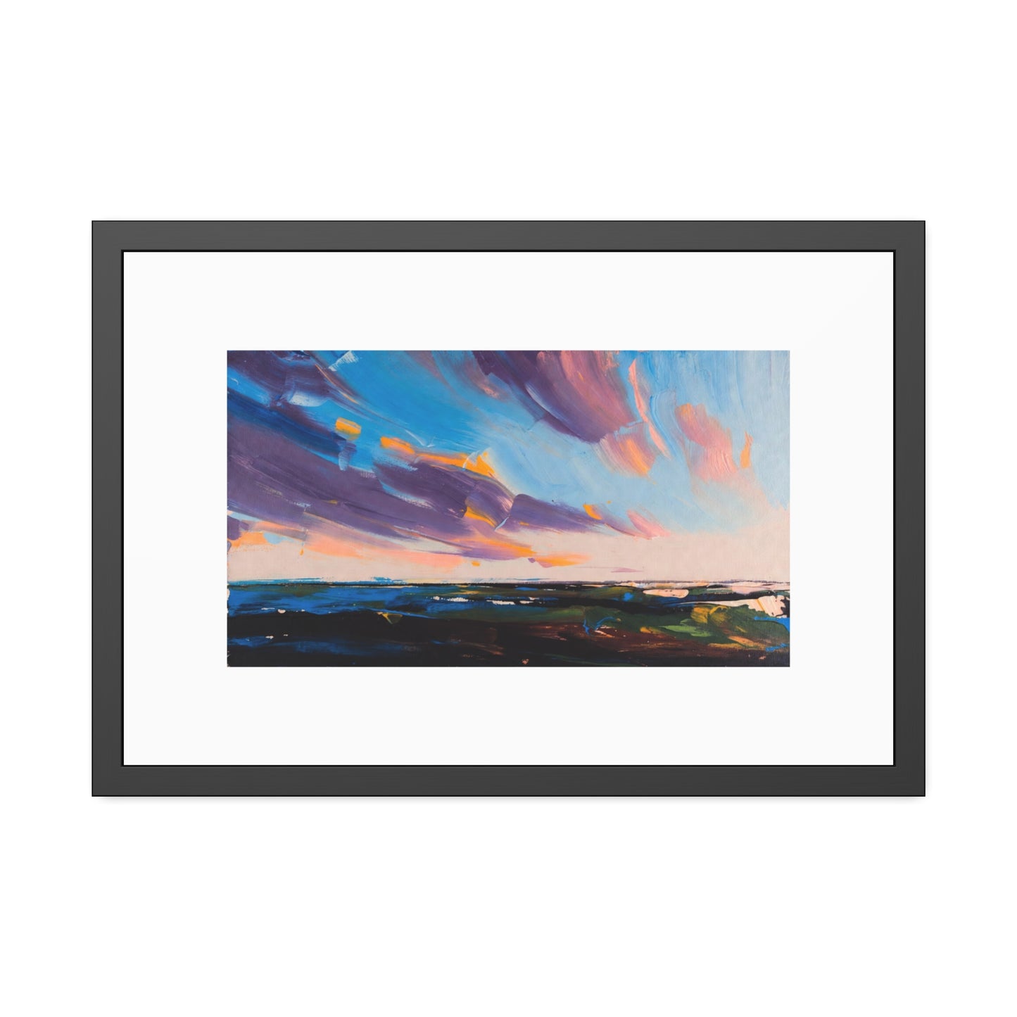 Framed Poster – Colorful Coastal Sunset Landscape Art Print