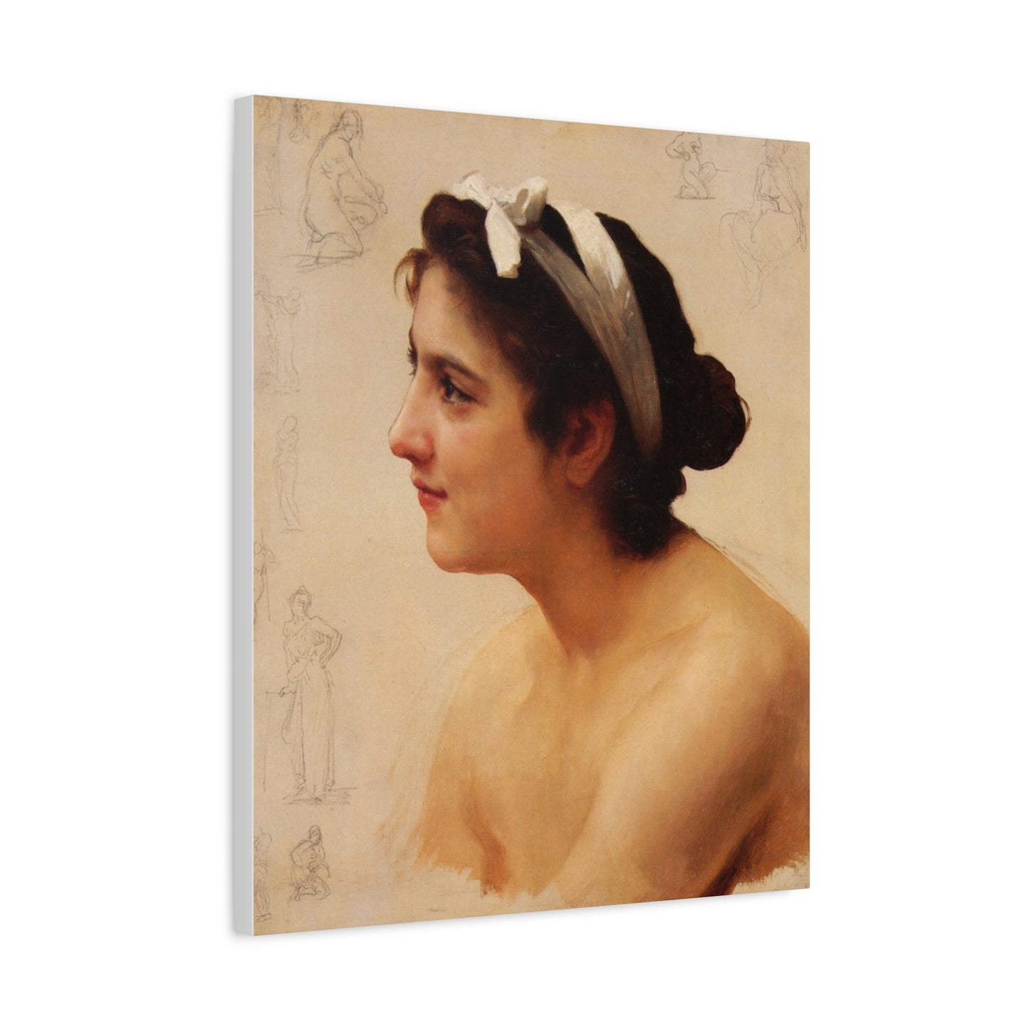 Study Of A Woman For Offering To Love by William Adolphe Bouguereau Canvas Print Matte Stretched