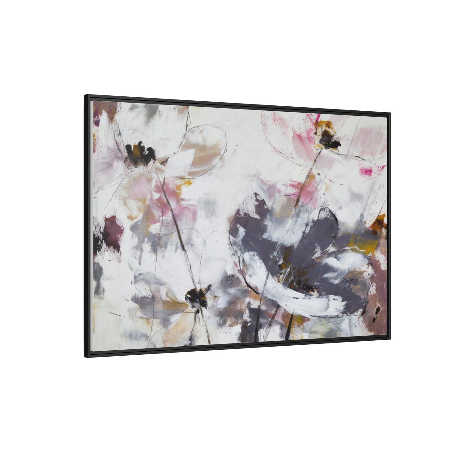Abstract Floral Matte Canvas Framed Wall Art — Soft Watercolor Blooms