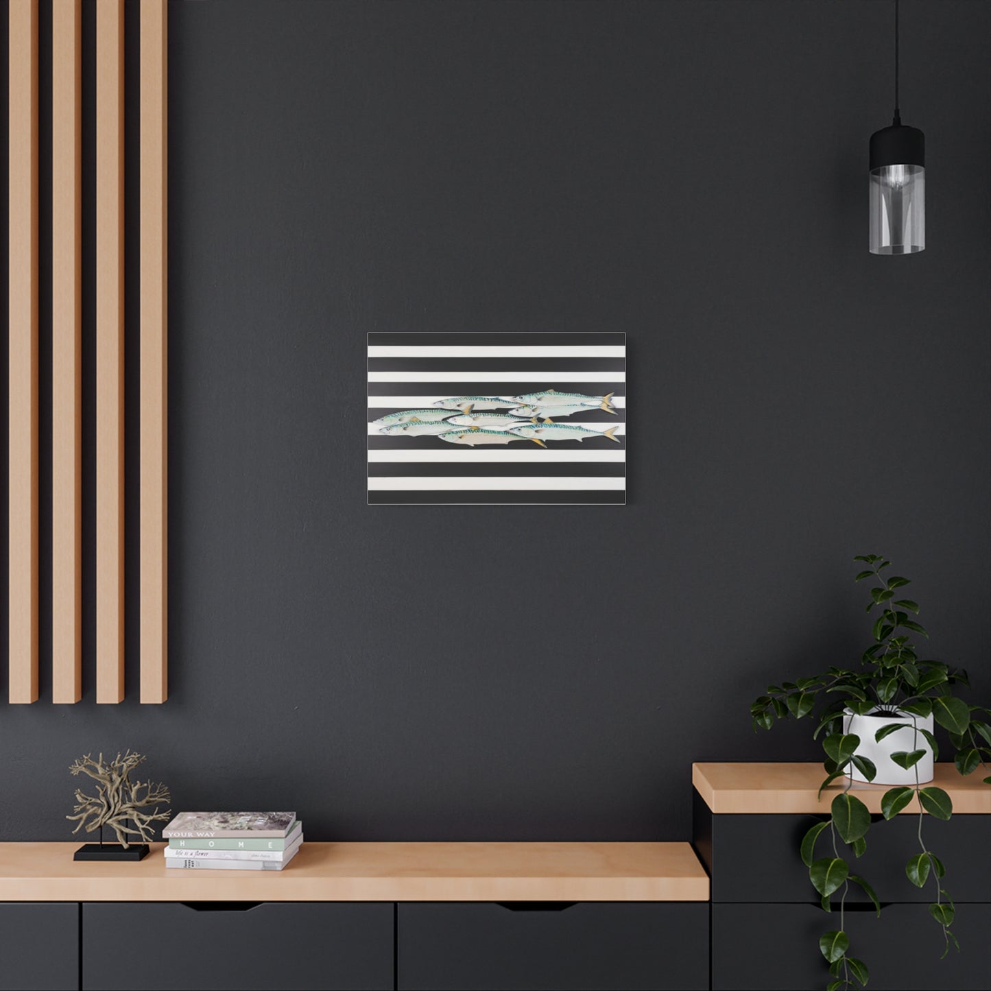 Striped Mackerel School Matte Canvas Print