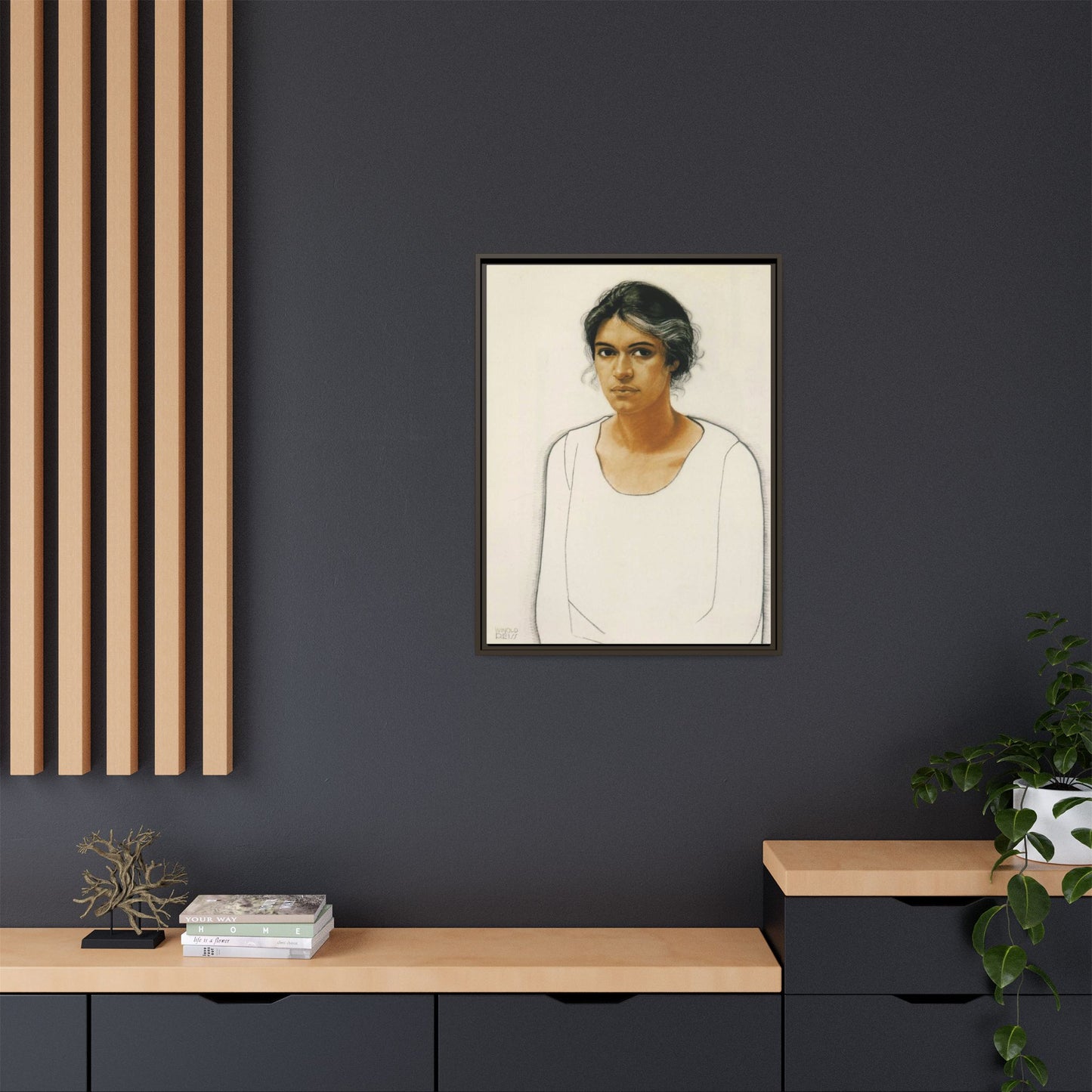 Portrait of a Woman by Winold Reiss Framed Matte Canvas Portrait Print