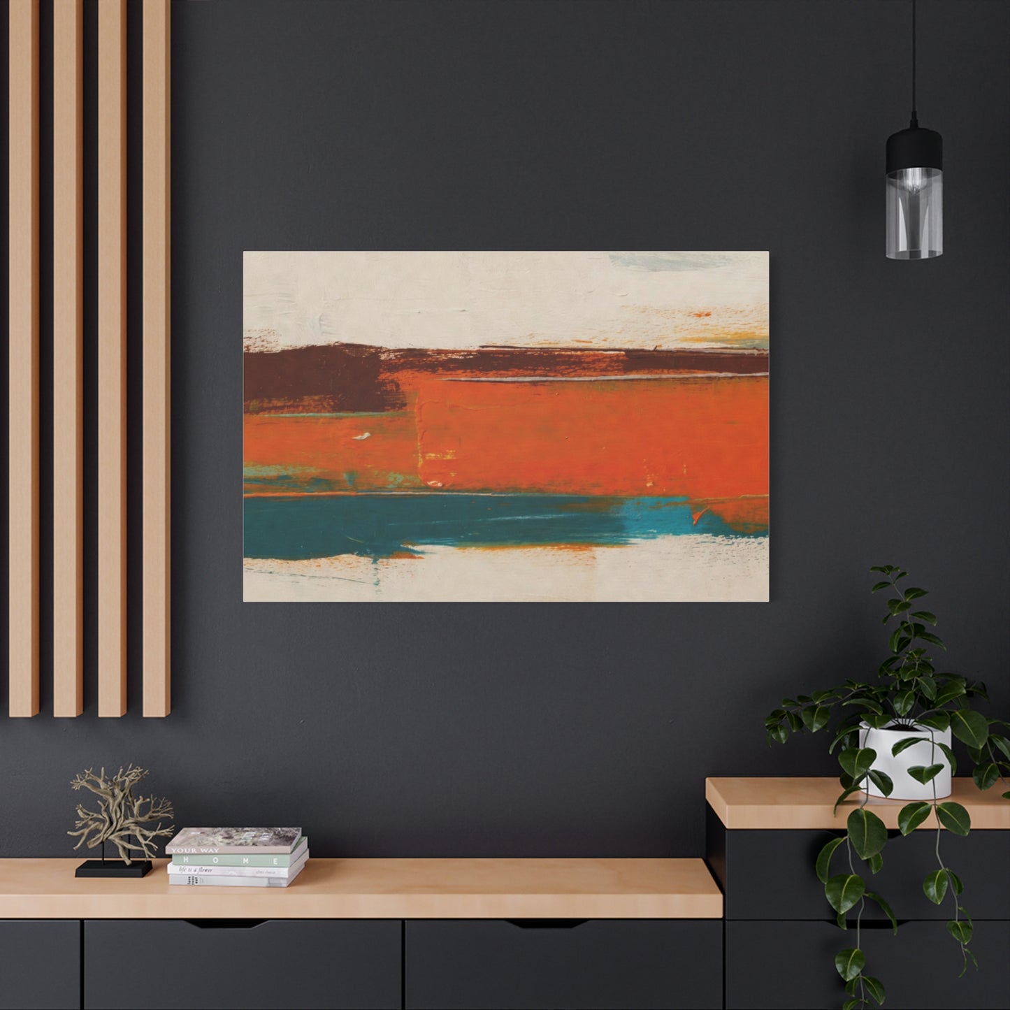Abstract Orange & Teal Matte Canvas Wall Art — Stretched 1.25"