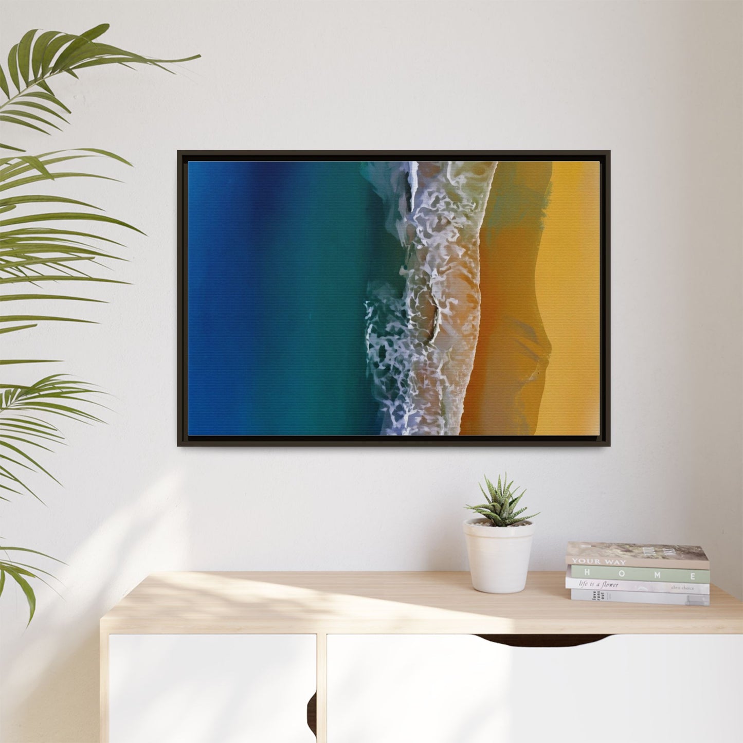 Framed Matte Canvas Seascape Print – Coastal Waves Wall Art
