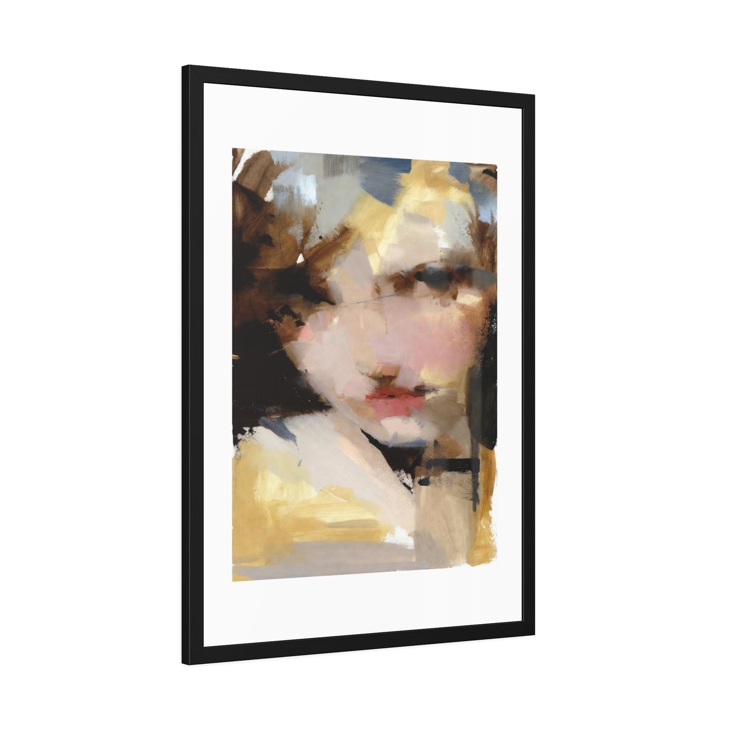 Abstract Portrait Framed Poster – Modern Impressionist Wall Art