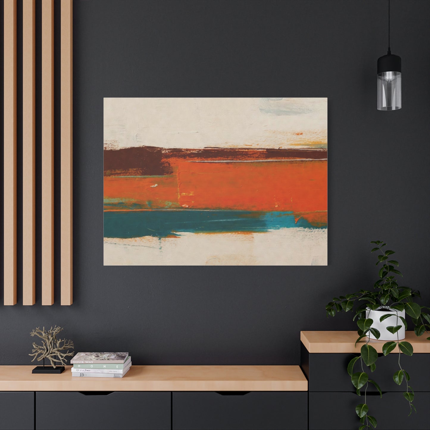 Abstract Orange & Teal Matte Canvas Wall Art — Stretched 1.25"