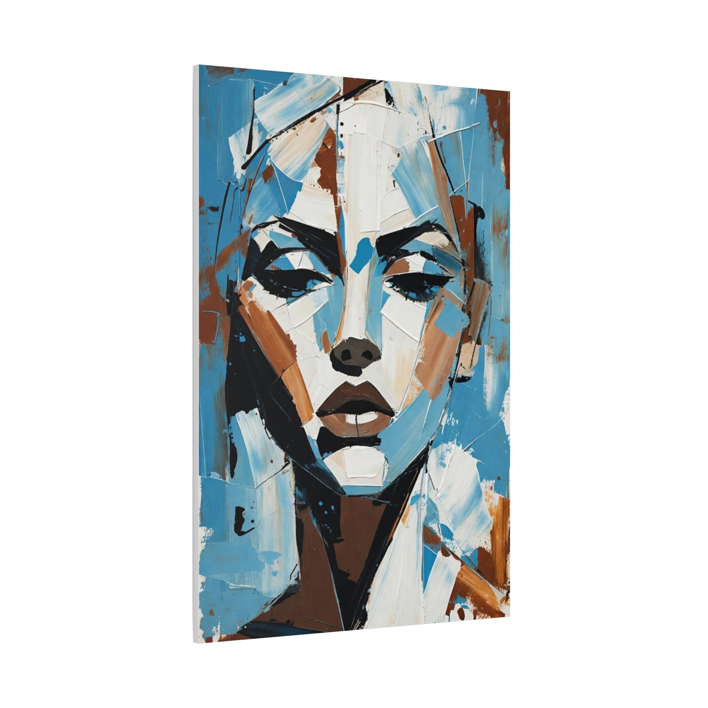 Abstract Blue Portrait Canvas Print — Modern Stretched Matte Wall Art