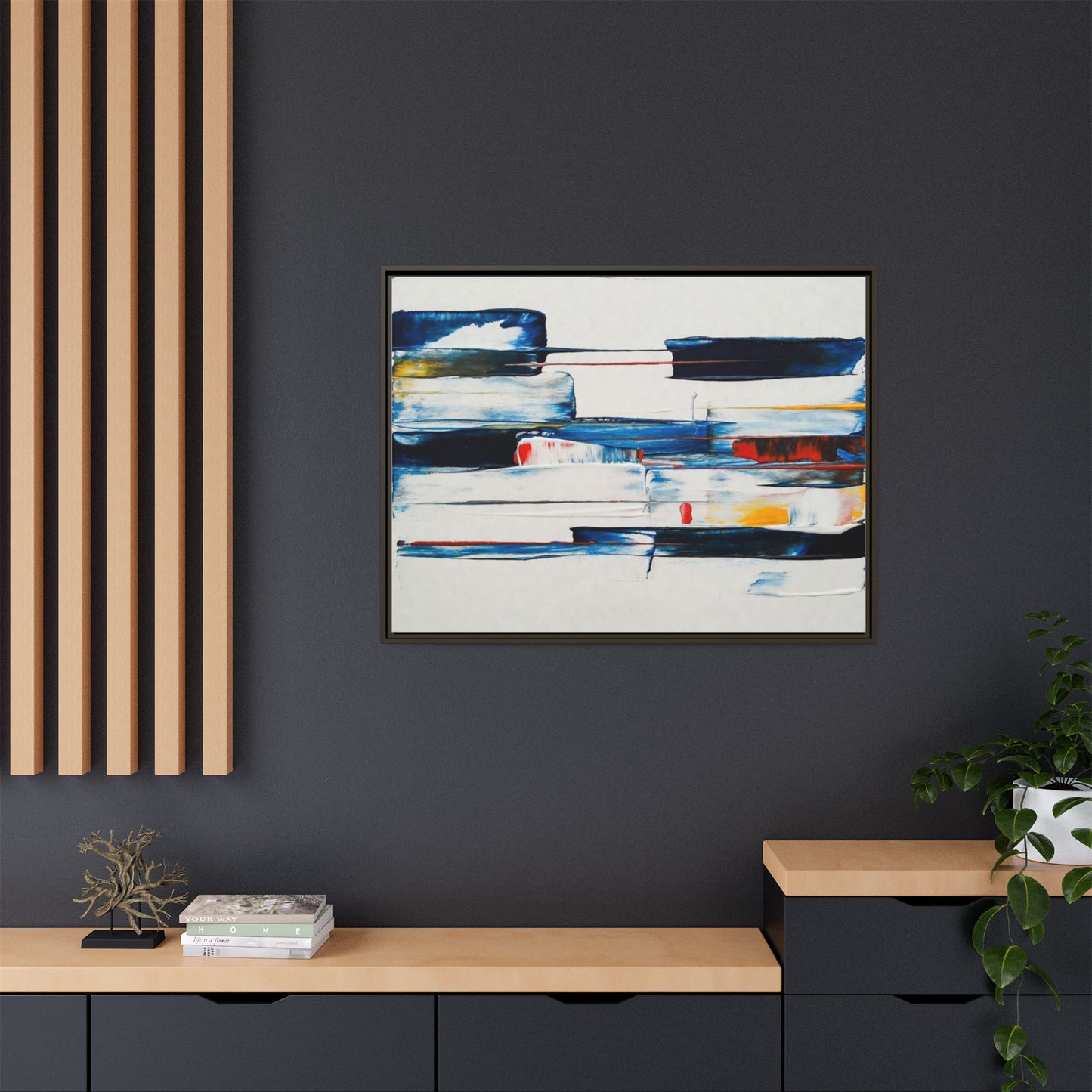 Abstract Coastal Brushstrokes Framed Canvas Print