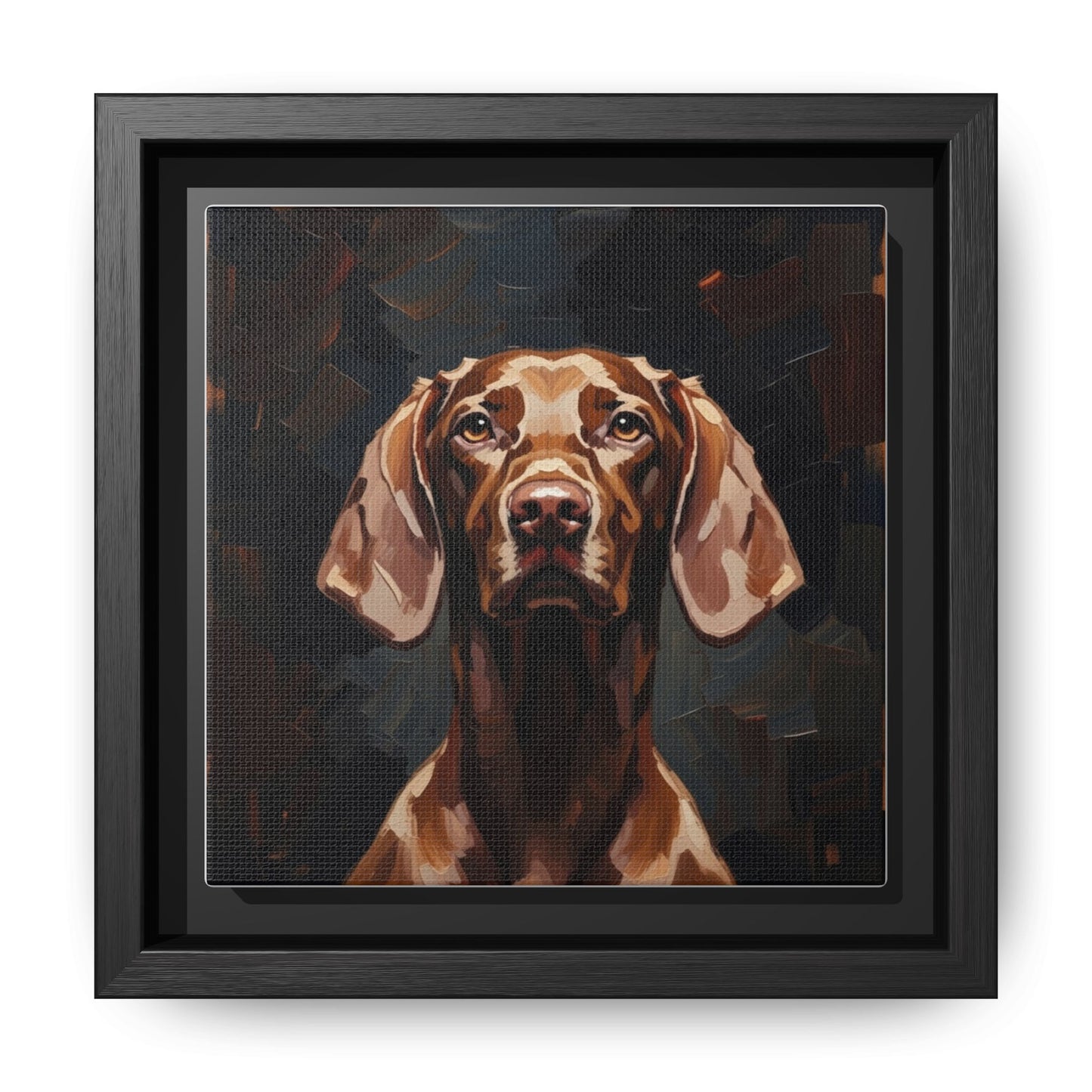 Framed Matte Canvas Dog Portrait – Brown Vizsla Wall Art