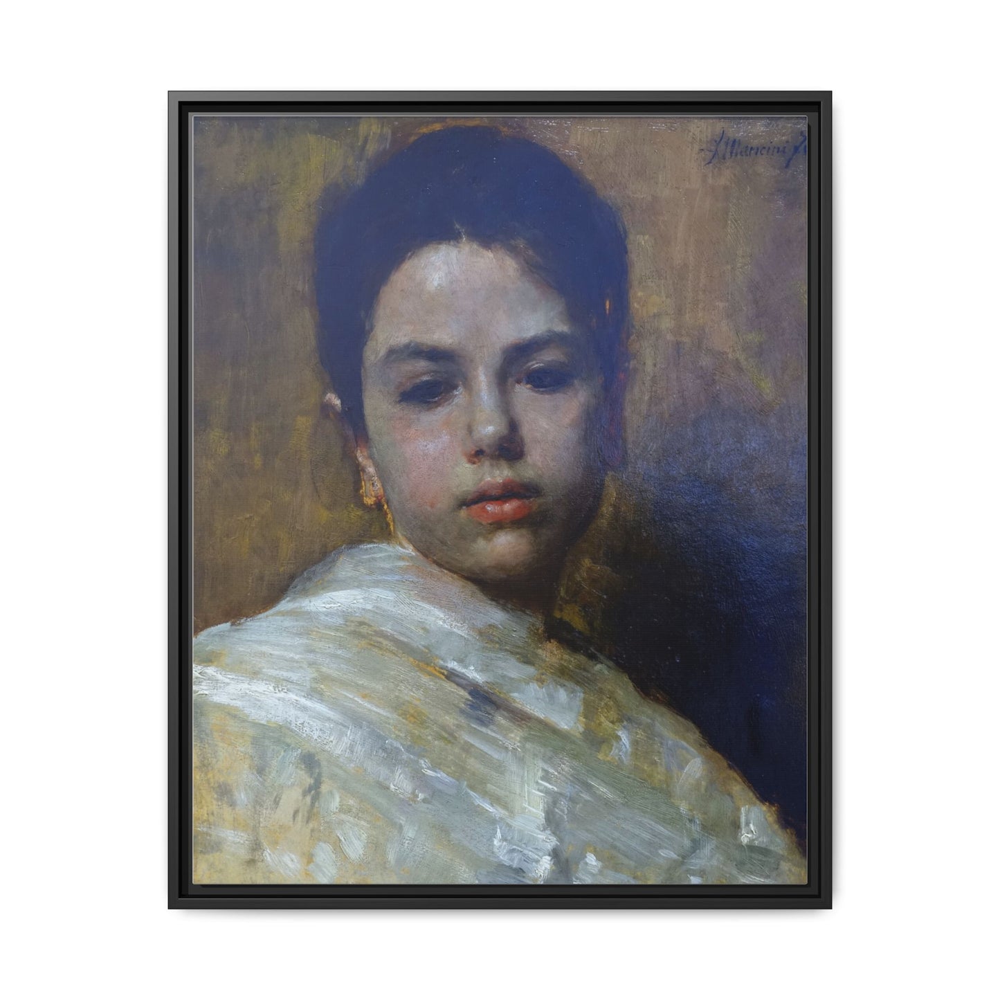 Carminella by Antonio Mancini Framed Matte Canvas Art Print