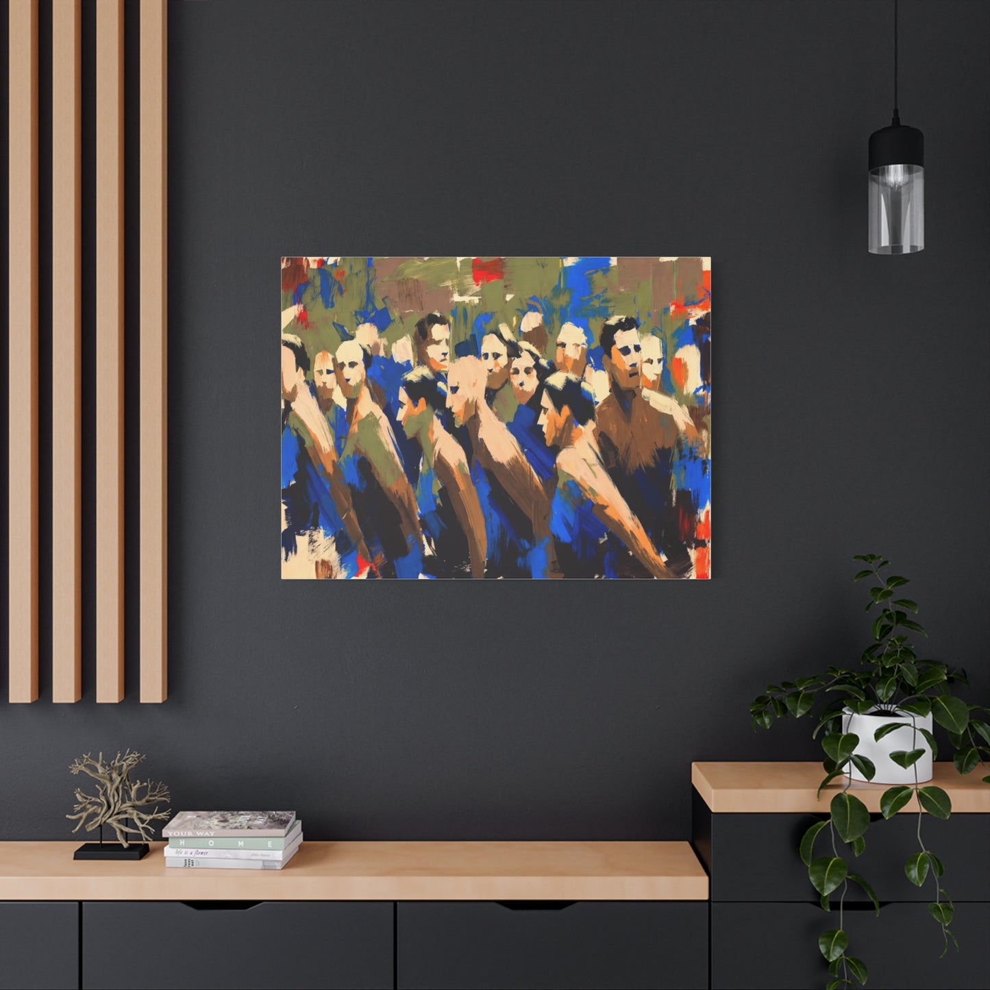 Abstract Crowd Painting Canvas Print — Stretched Matte Wall Art