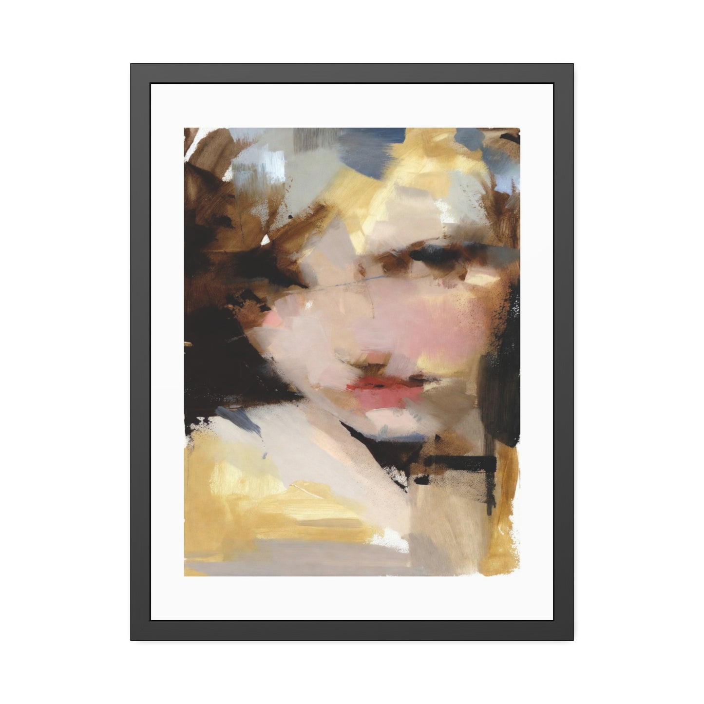 Abstract Portrait Framed Poster – Modern Impressionist Wall Art
