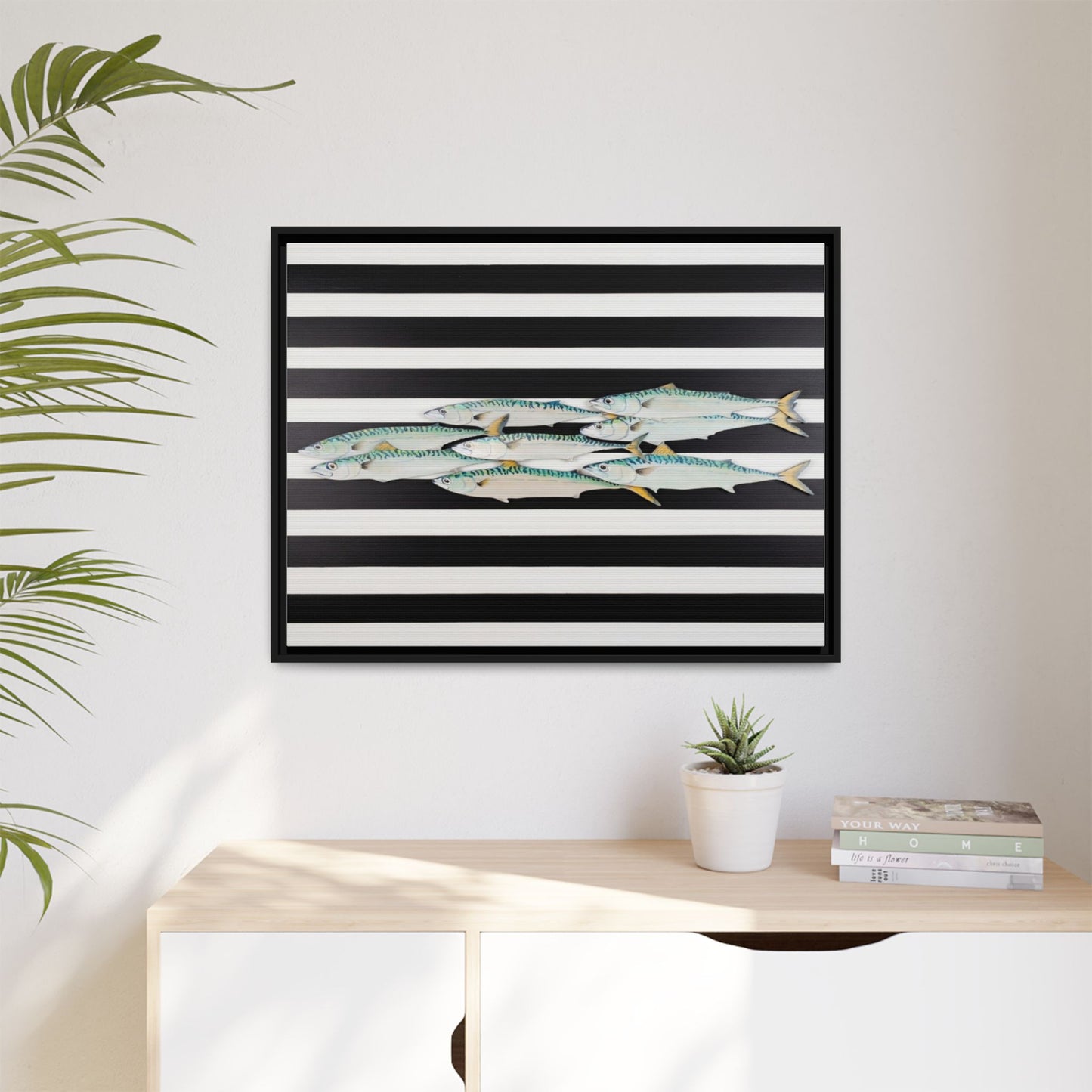 Striped Mackerel Canvas Print — Framed Matte Fish Wall Art