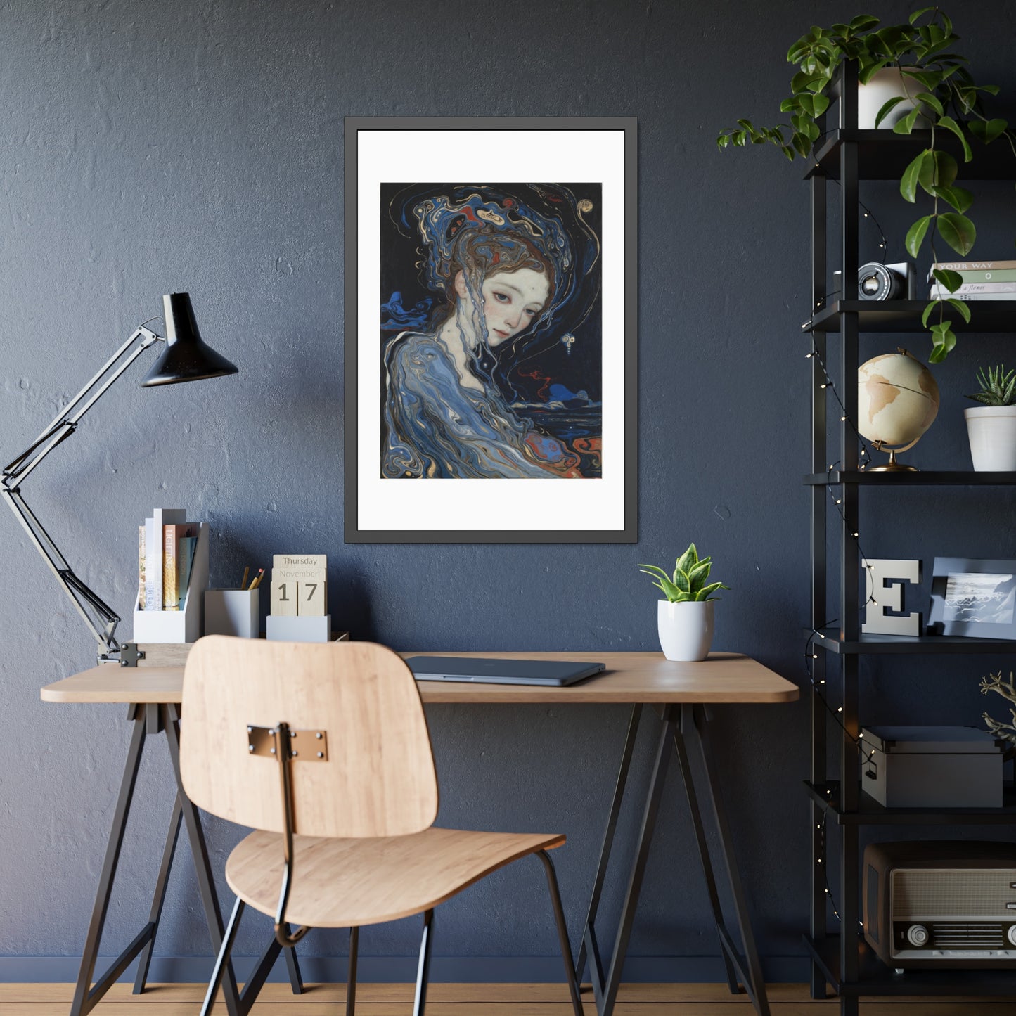 Framed Art Print — Dreamy Blue Portrait Poster