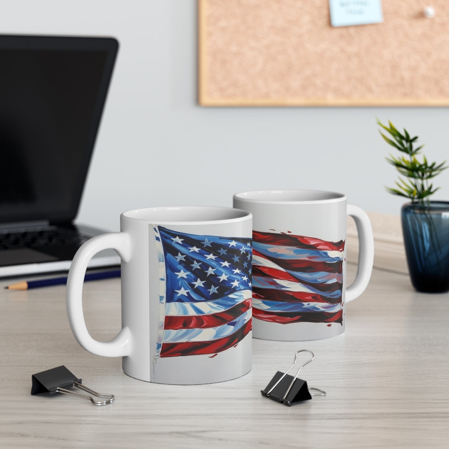 American Flag Coffee Mug — Patriotic 11oz White Mug