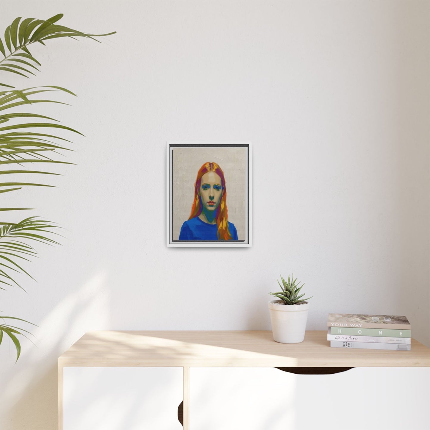Framed Matte Canvas Portrait — Vibrant Multi‑Color Girl Art Print