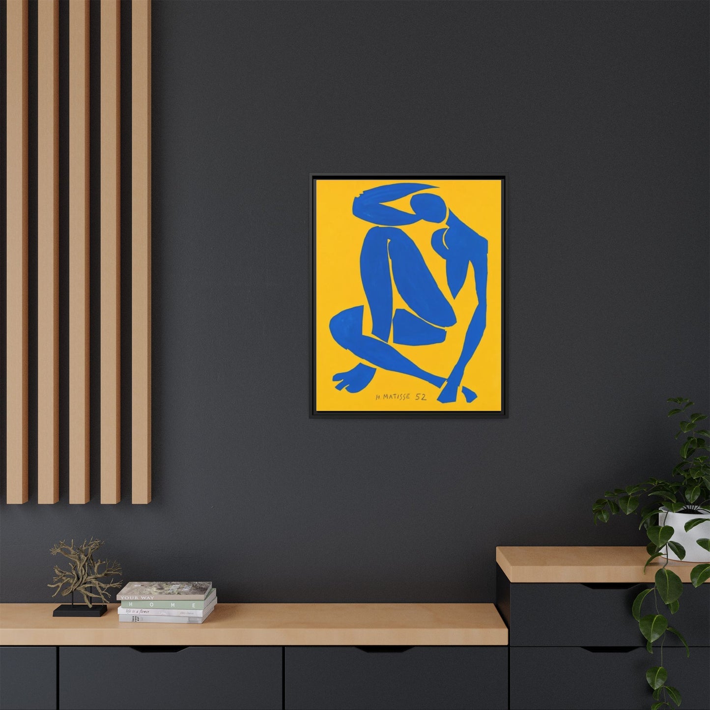 Abstract Blue Nude Matte Canvas Wall Art, Framed