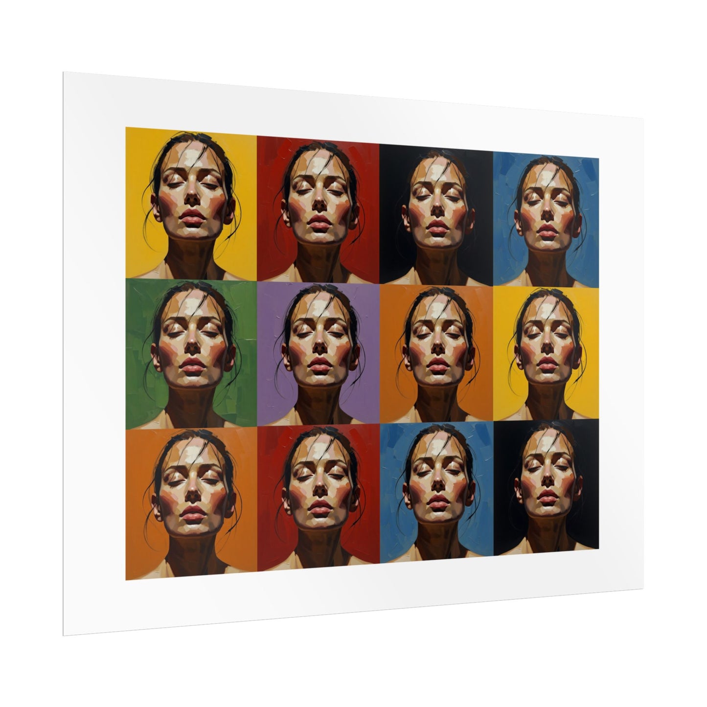 Rolled Poster — Pop Art Portrait Wall Print (Color Grid, 12-Panel)