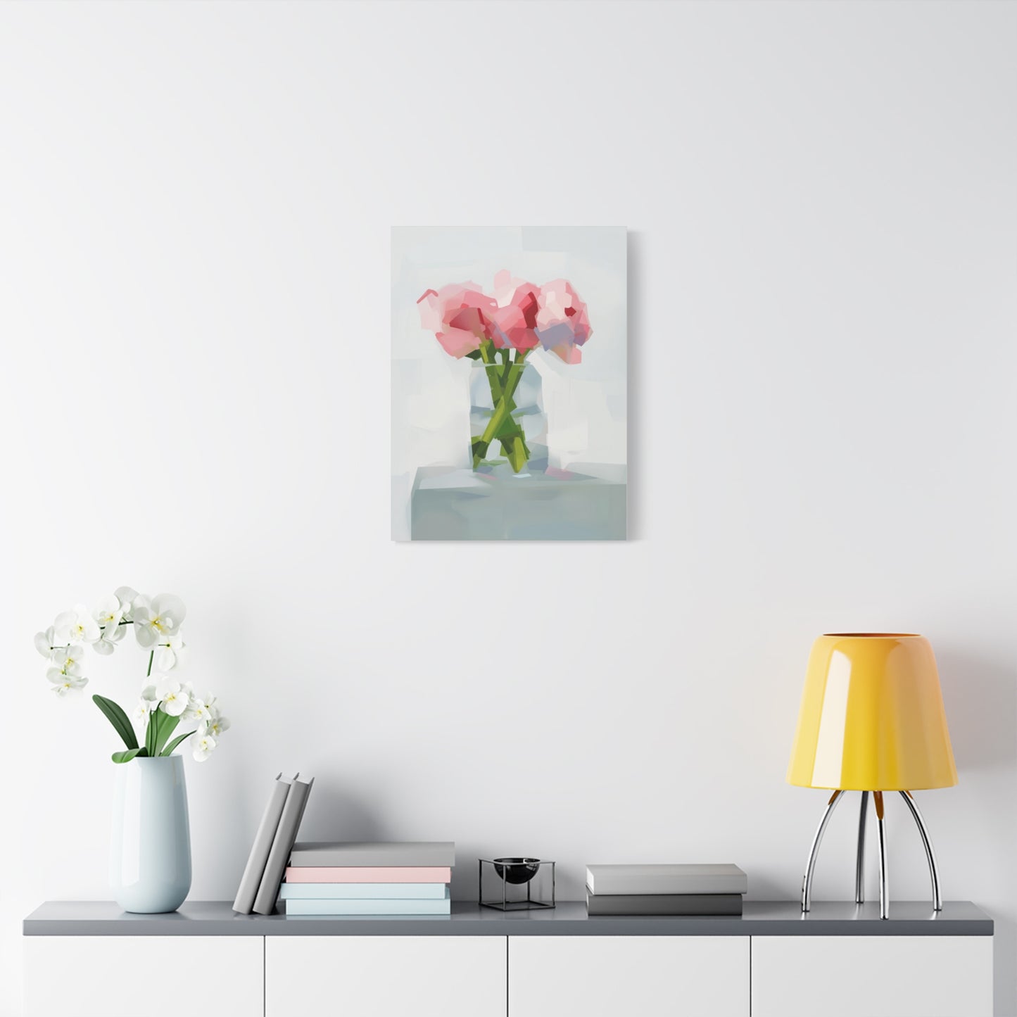 Pink Peonies Vase Canvas Art — Stretched Matte Wall Decor