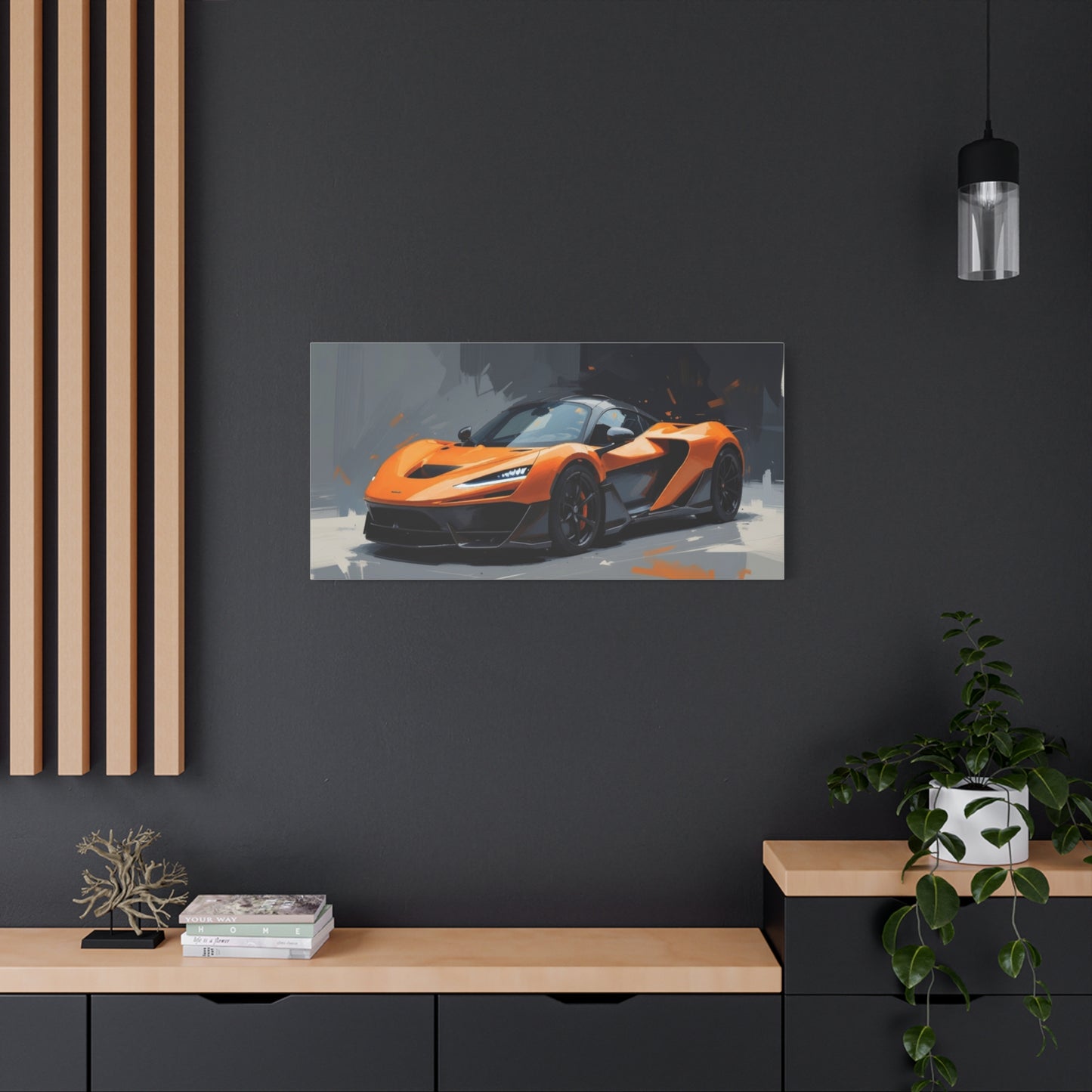 Orange Supercar Matte Canvas Wall Art – Stretched 1.25" Sports Car Print