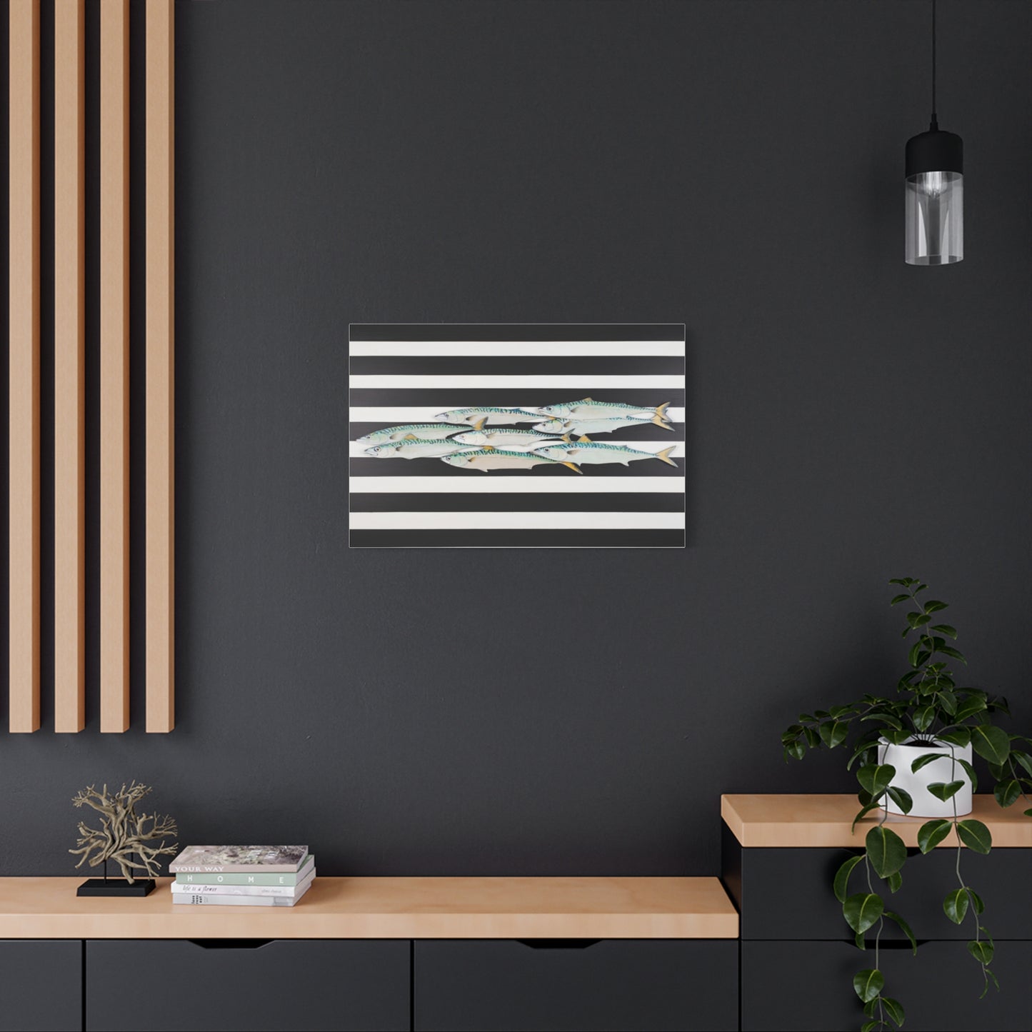 Striped Mackerel School Matte Canvas Print