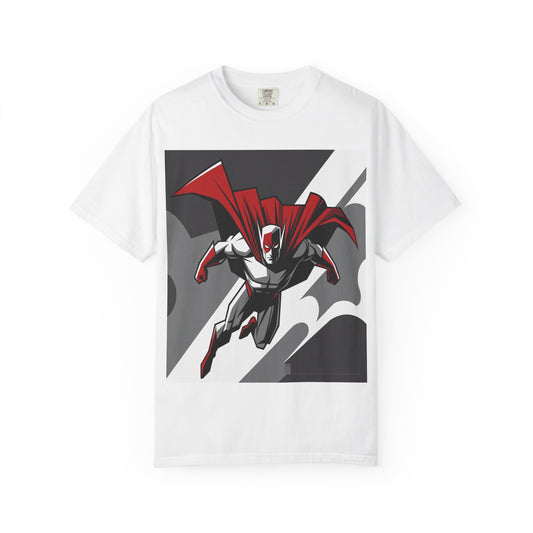 Superhero Action T-Shirt — Red Cape Comic Graphic Tee